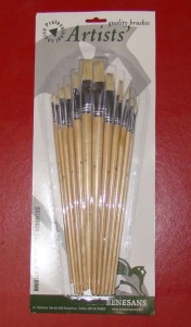 RENESANS - ZESTAW PĘDZLI 12 SZTUK SZCZECINA PŁASKIE