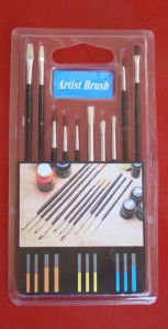 ZESTAW  10 PĘDZLI  RÓŻNE ROZMIARY , PŁASKIE , OKRĄGŁE