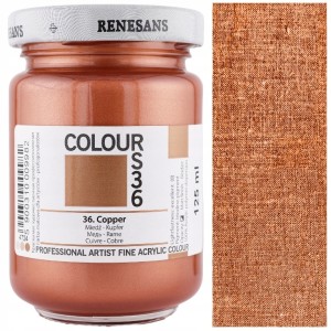FARBA AKRYLOWA COLORS -125 ML RENESANS - MIEDŻ  - NR 36 -METALICZNA 